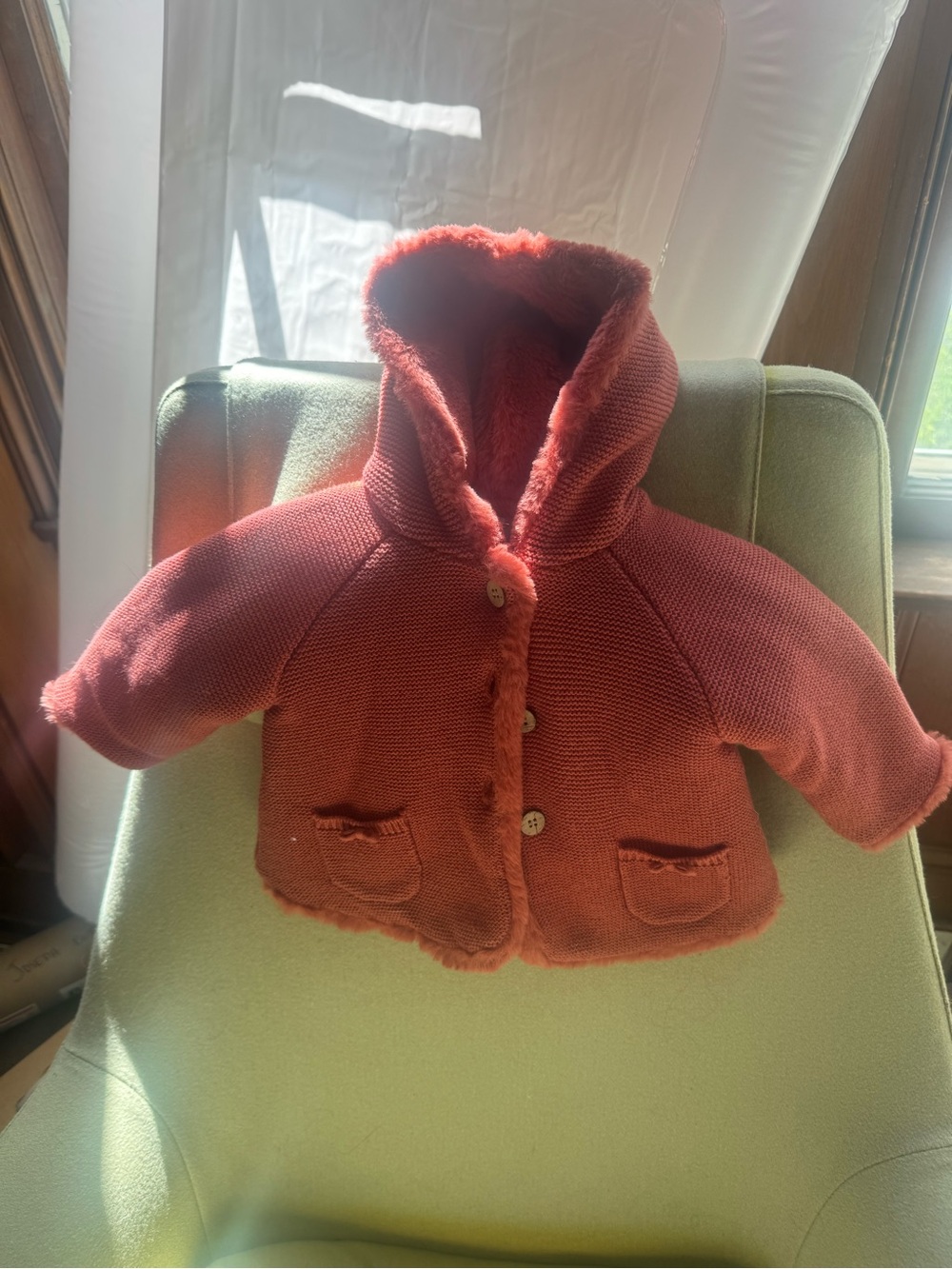 Mayoral Rust Red Hooded Baby Puffer Jacket